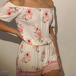 floral off the shoulder romper